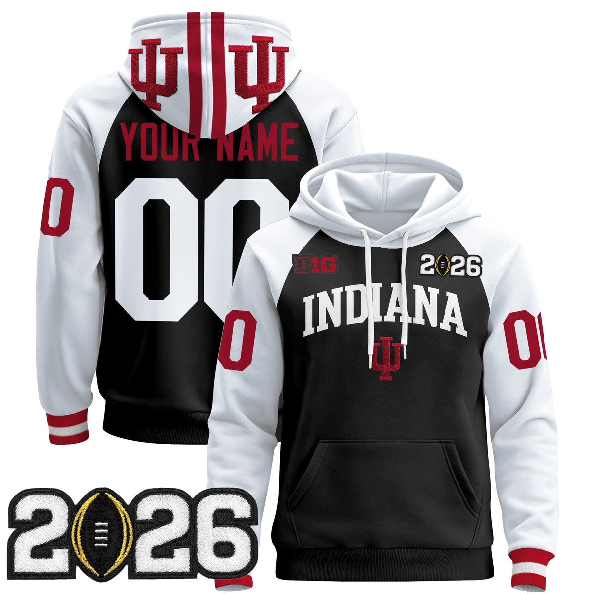 Indiana Hoosiers 2026 CFP Final Patch Premium Custom Pullover Hoodie - All Stitched