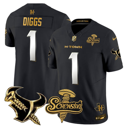 Houston Texans DJ Screw Gold Vapor Limited Jersey - Stitched