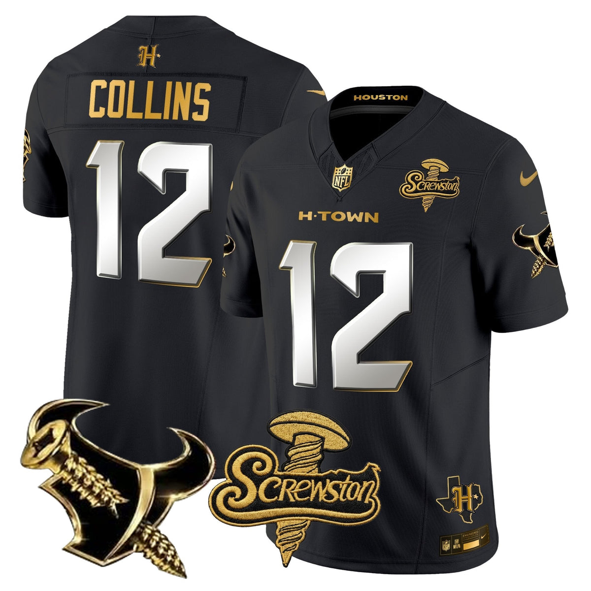 Houston Texans DJ Screw Gold Vapor Limited Jersey - Stitched