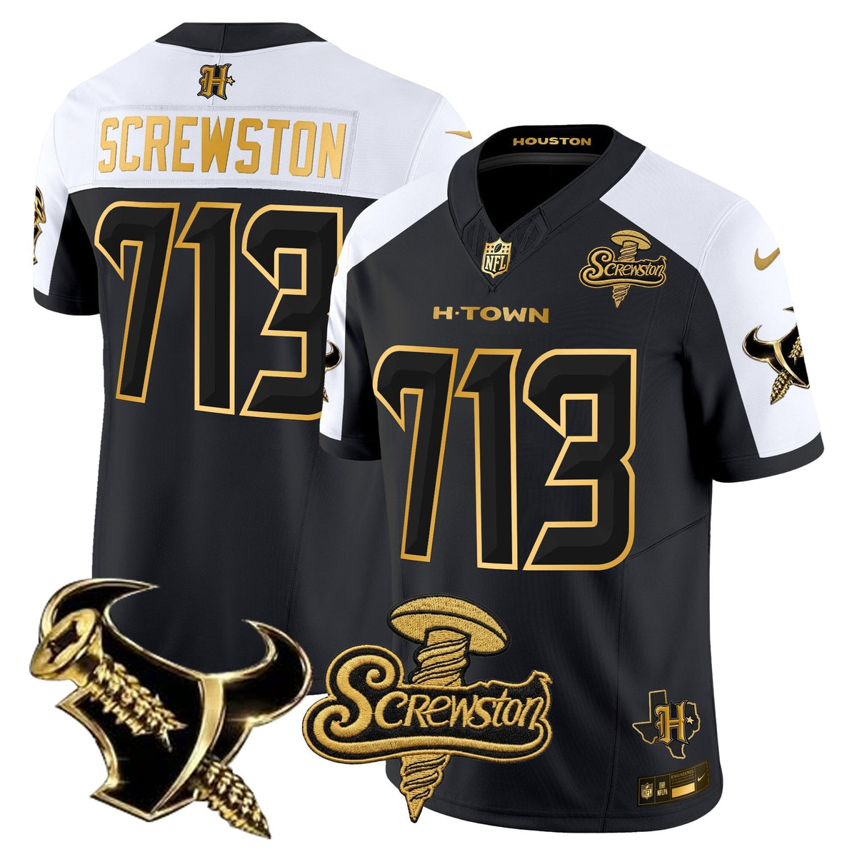 Houston Texans DJ Screw Gold Vapor Limited Jersey - Stitched