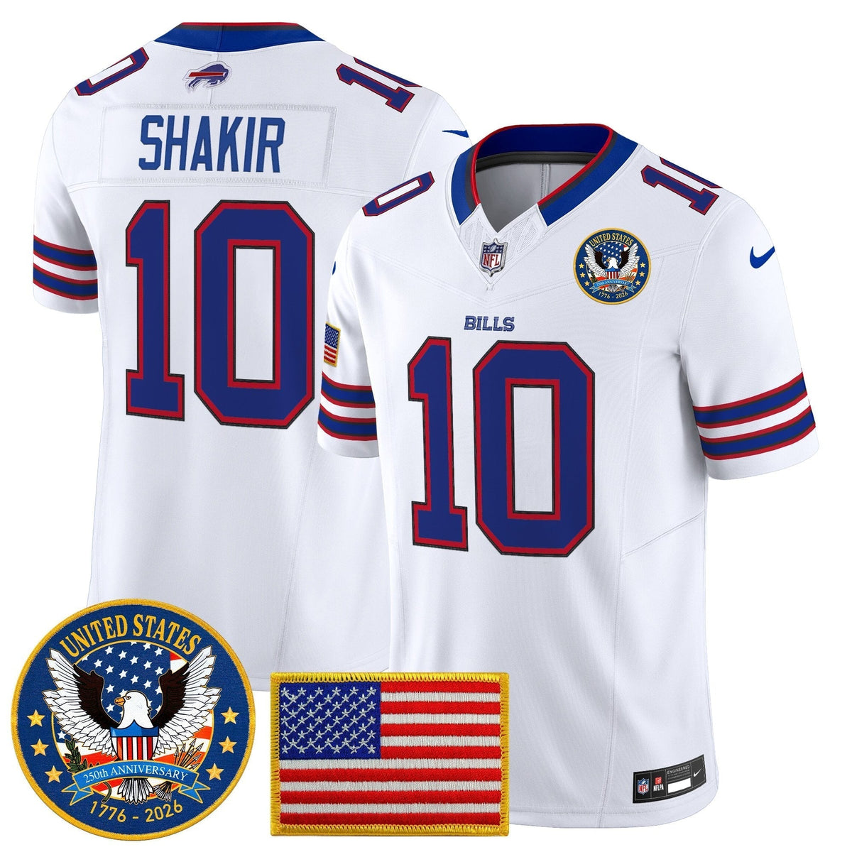 Men's Buffalo Bills "United States 250th Anniversary Patch" Vapor Limited Jersey - All Stitched