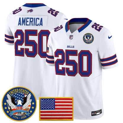 Men's Buffalo Bills "United States 250th Anniversary Patch" Vapor Limited Jersey - All Stitched