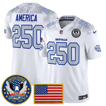 Men's Buffalo Bills "United States 250th Anniversary Patch" Vapor Limited Jersey - All Stitched