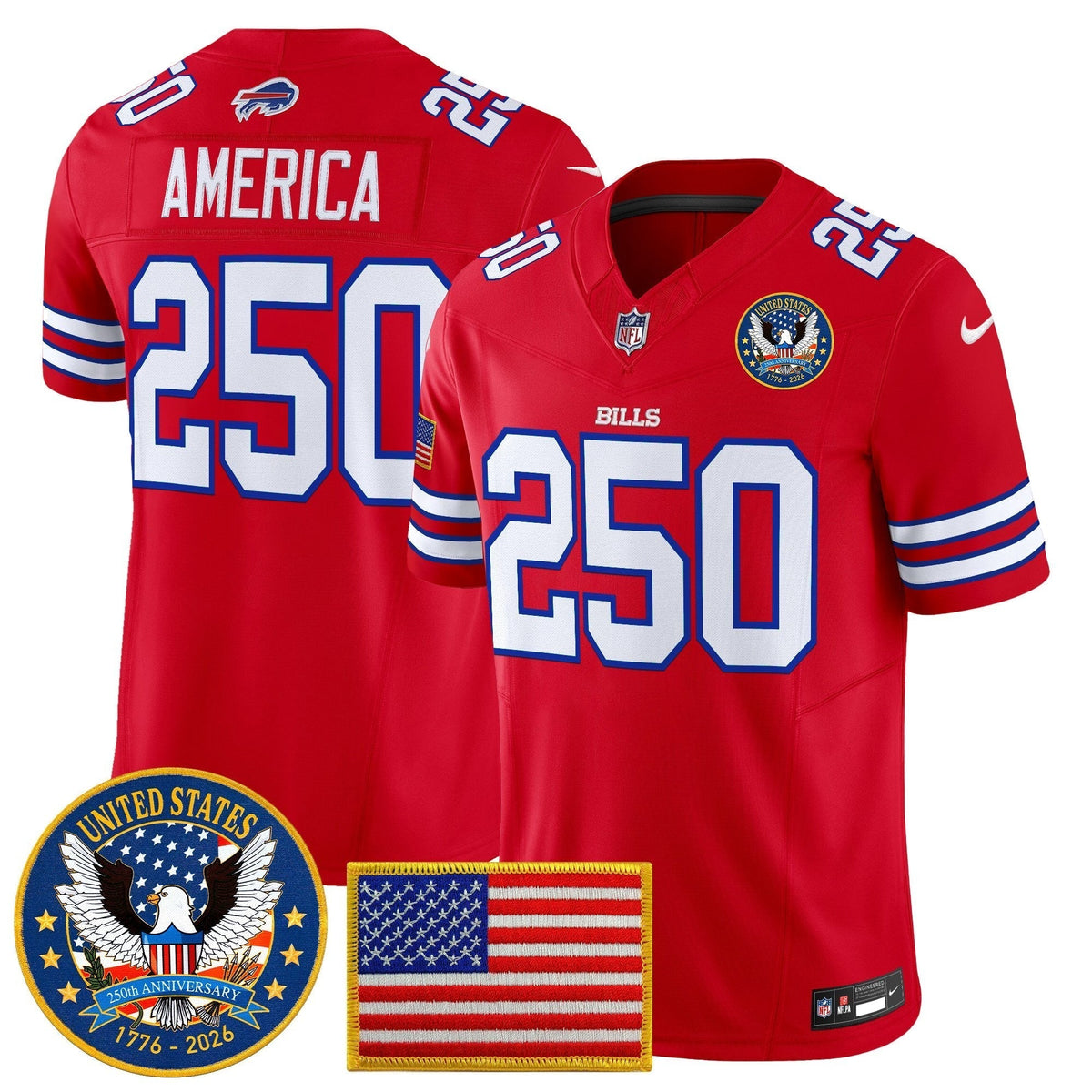 Men's Buffalo Bills "United States 250th Anniversary Patch" Vapor Limited Jersey - All Stitched