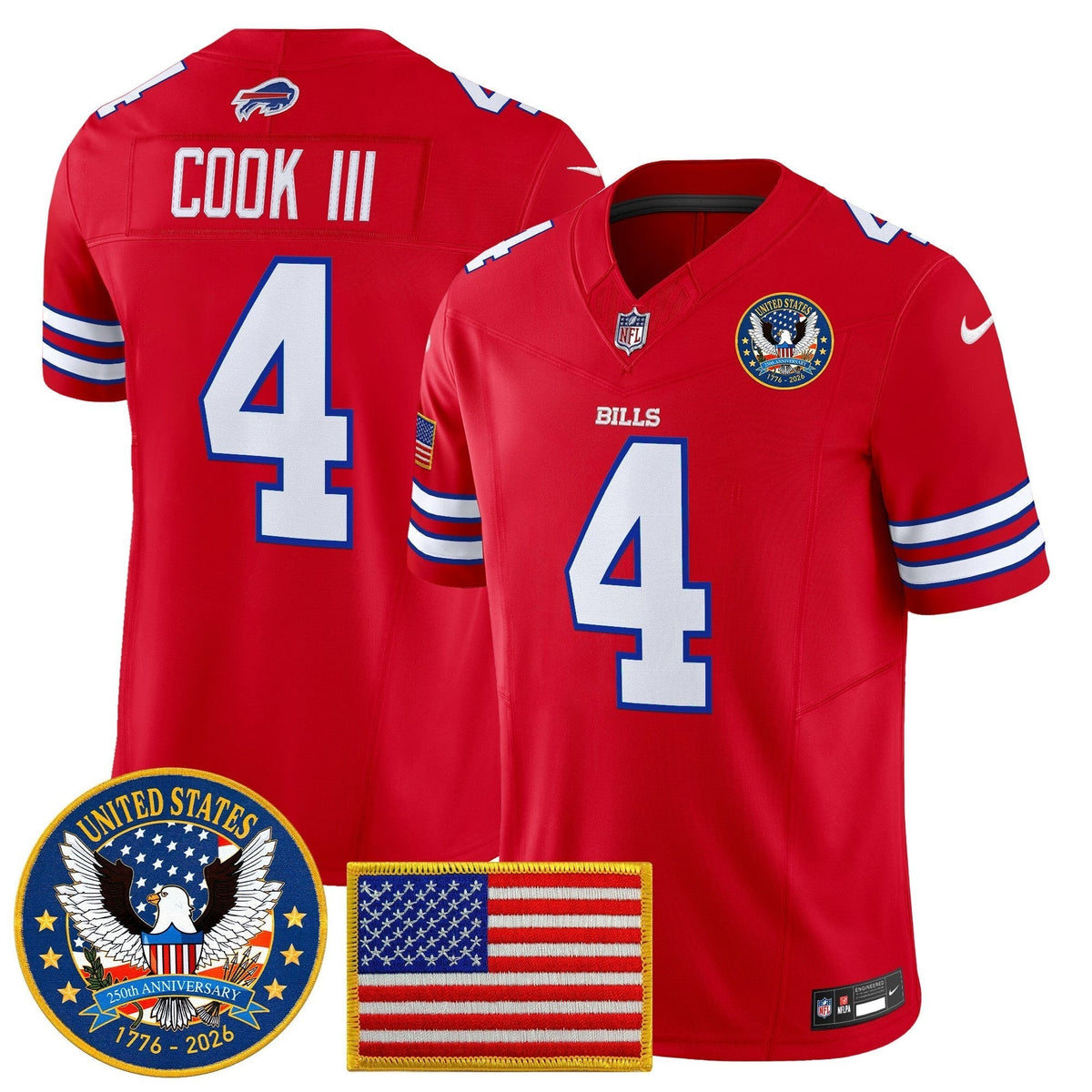 Men's Buffalo Bills "United States 250th Anniversary Patch" Vapor Limited Jersey - All Stitched