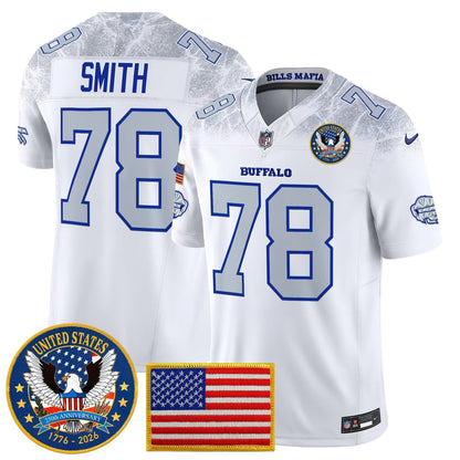 Men's Buffalo Bills "United States 250th Anniversary Patch" Vapor Limited Jersey - All Stitched
