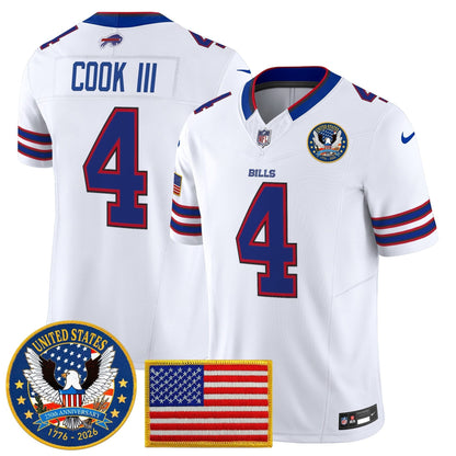 Men's Buffalo Bills "United States 250th Anniversary Patch" Vapor Limited Jersey - All Stitched