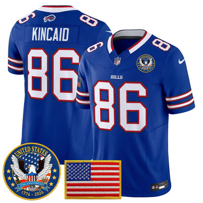 Men's Buffalo Bills "United States 250th Anniversary Patch" Vapor Limited Jersey - All Stitched