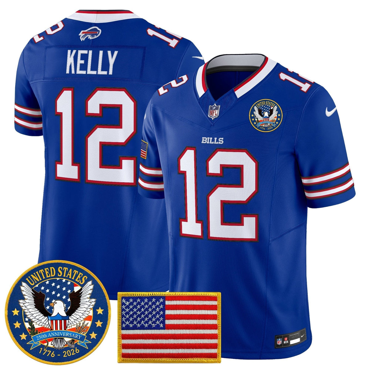 Men's Buffalo Bills "United States 250th Anniversary Patch" Vapor Limited Jersey - All Stitched