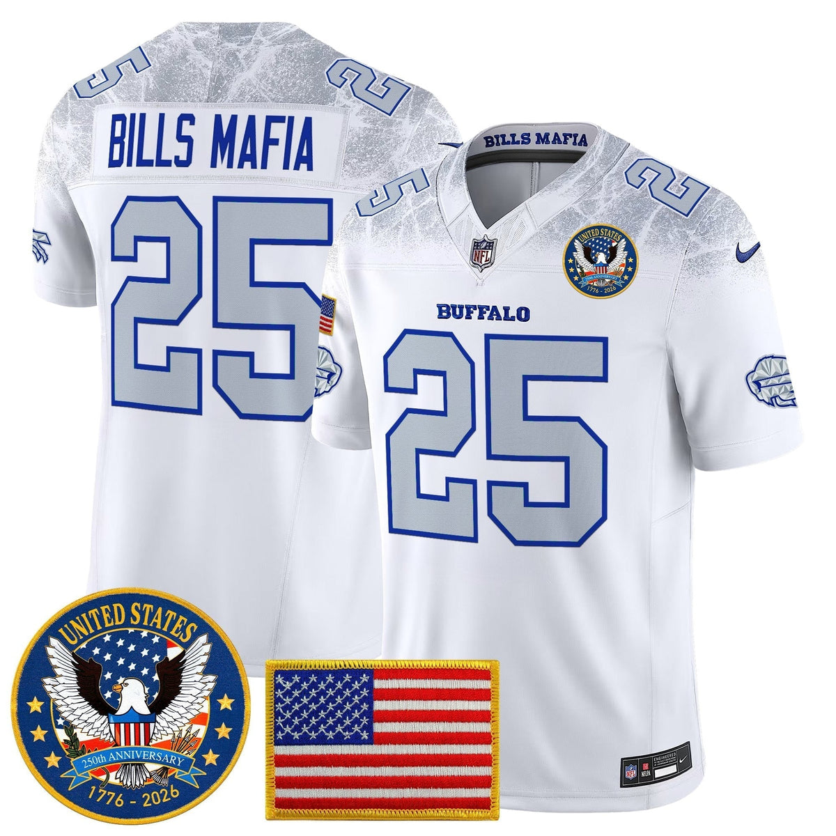 Men's Buffalo Bills "United States 250th Anniversary Patch" Vapor Limited Jersey - All Stitched