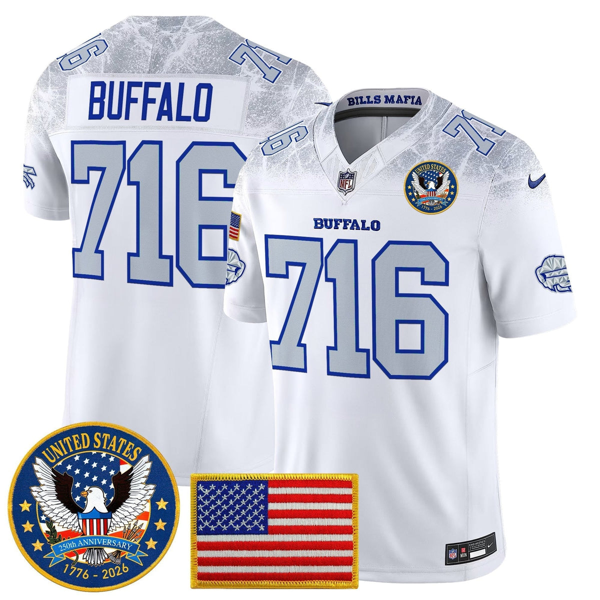 Men's Buffalo Bills "United States 250th Anniversary Patch" Vapor Limited Jersey - All Stitched