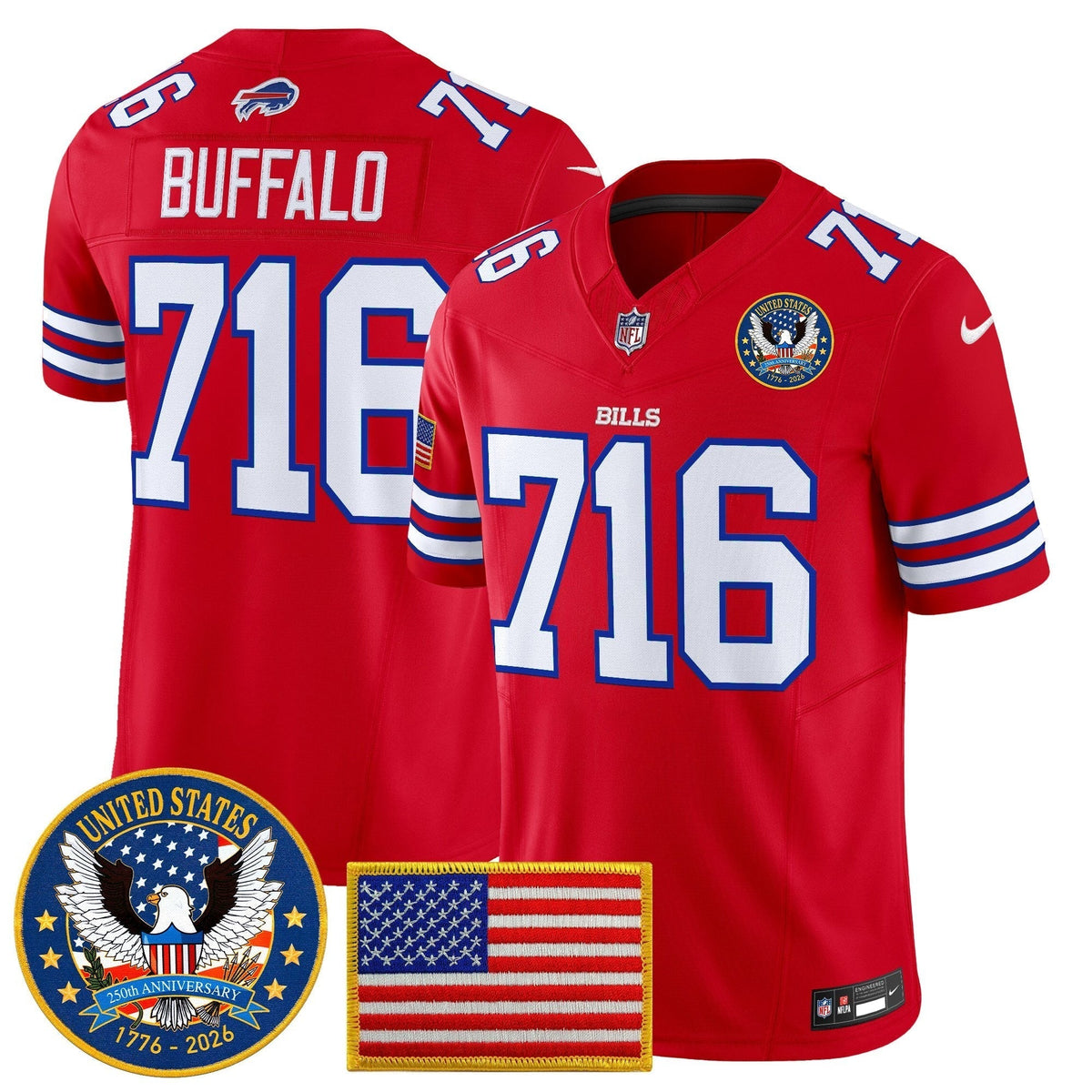 Men's Buffalo Bills "United States 250th Anniversary Patch" Vapor Limited Jersey - All Stitched