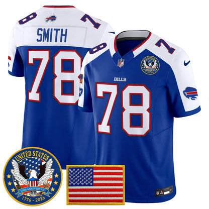 Men's Buffalo Bills "United States 250th Anniversary Patch" Vapor Limited Jersey - All Stitched