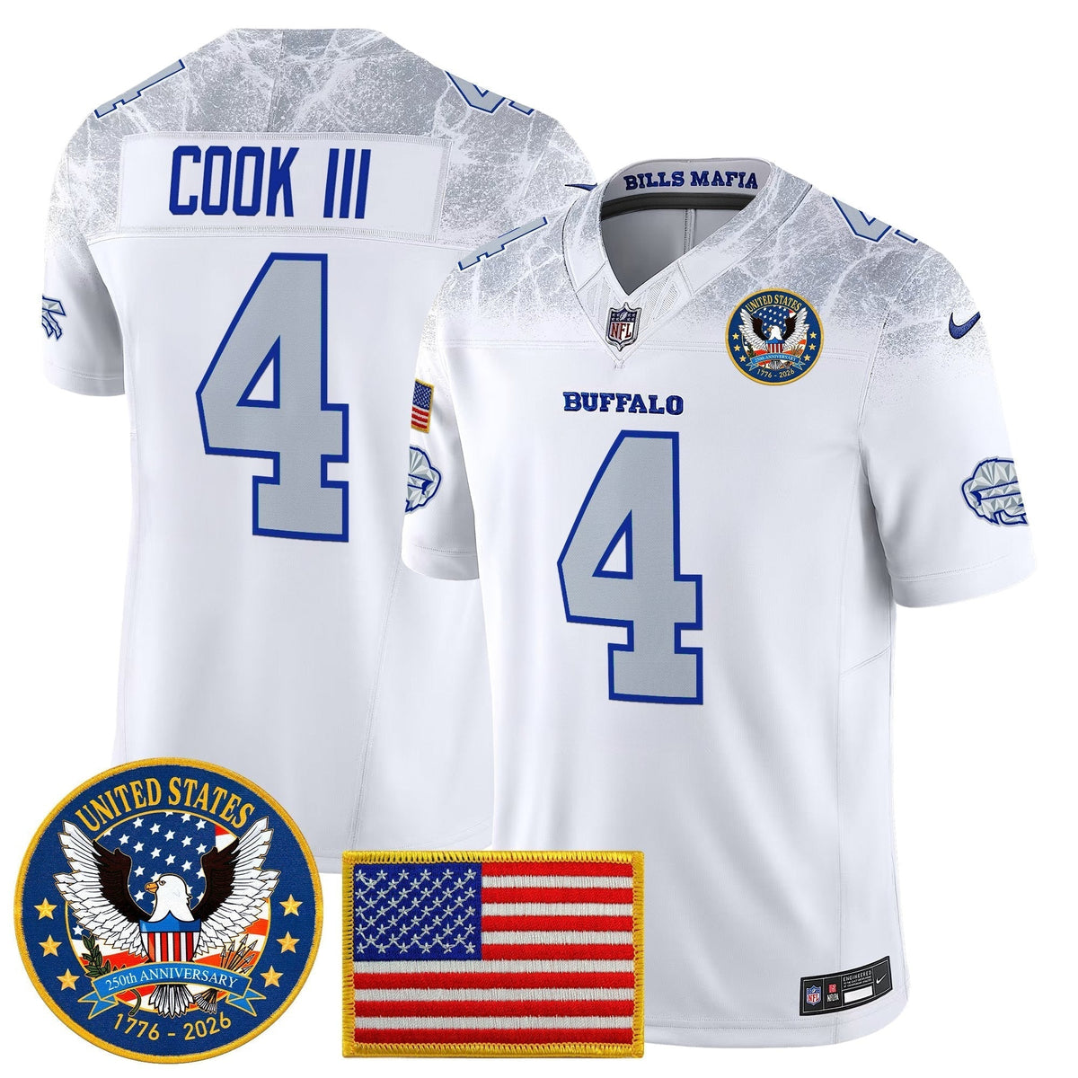 Men's Buffalo Bills "United States 250th Anniversary Patch" Vapor Limited Jersey - All Stitched