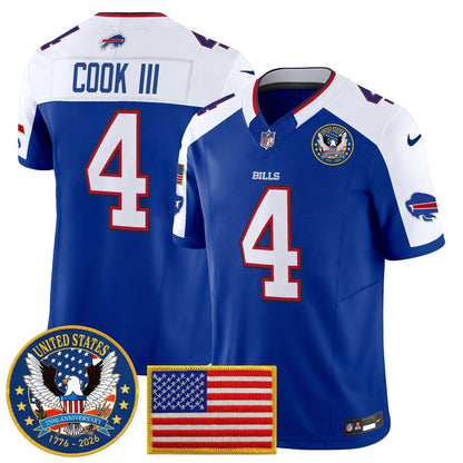 Men's Buffalo Bills "United States 250th Anniversary Patch" Vapor Limited Jersey - All Stitched