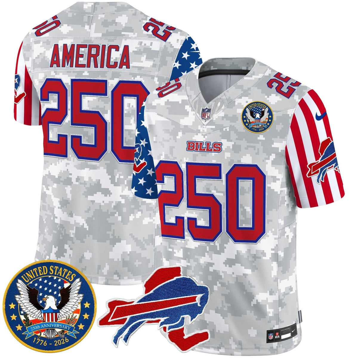 Men's Buffalo Bills "America250 Edition" Style Vapor Limited Jersey - All Stitched