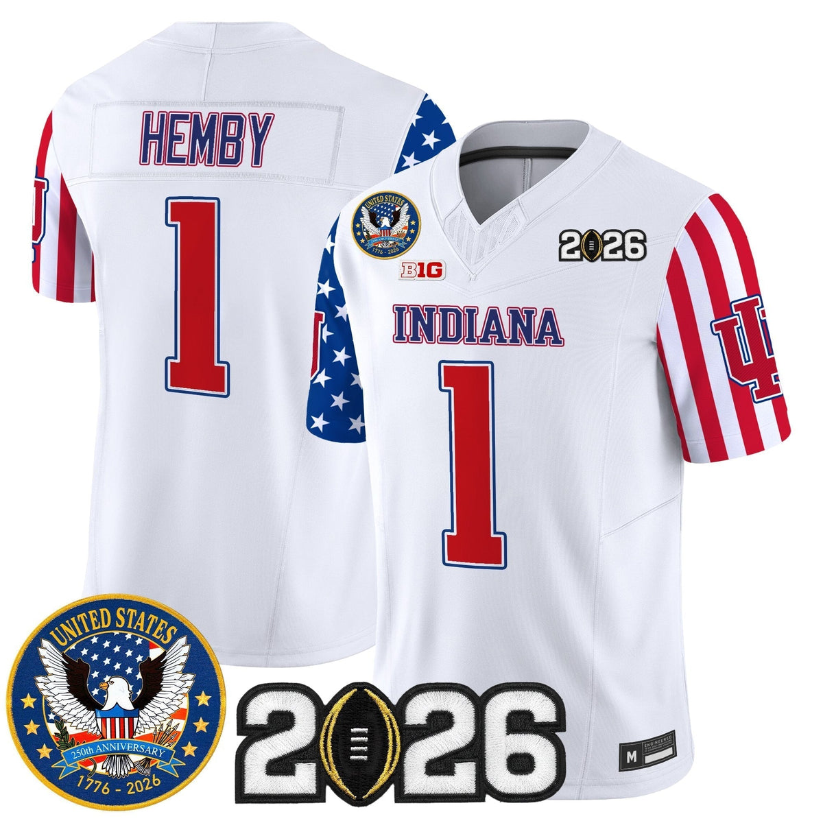 Men's Indiana Hoosiers "America250 Edition" Vapor Limited Jersey - 2026 CFP Final Patch - All Stitched