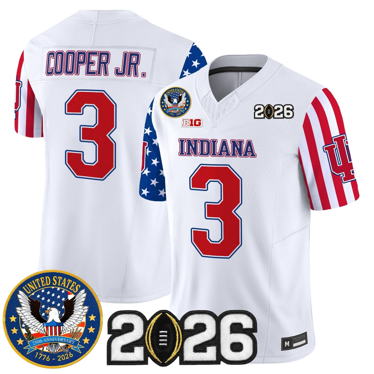 Men's Indiana Hoosiers "America250 Edition" Vapor Limited Jersey - 2026 CFP Final Patch - All Stitched