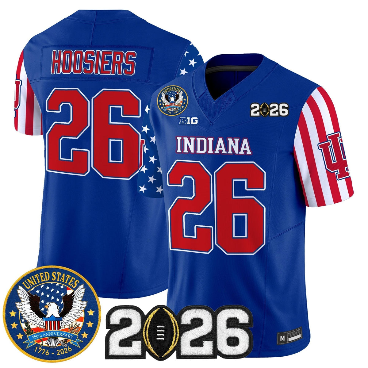 Men's Indiana Hoosiers "America250 Edition" Vapor Limited Jersey - 2026 CFP Final Patch - All Stitched