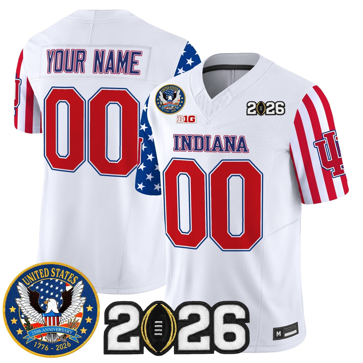 Indiana Hoosiers "America250 Edition" Vapor Limited Custom Jersey - 2026 CFP Final Patch - All Stitched