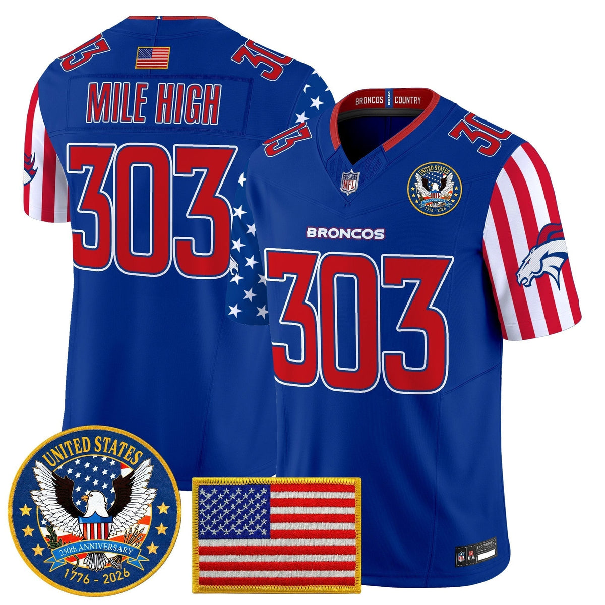 Men's Denver Broncos "America250 Edition" Vapor Limited Jersey V2 - All Stitched