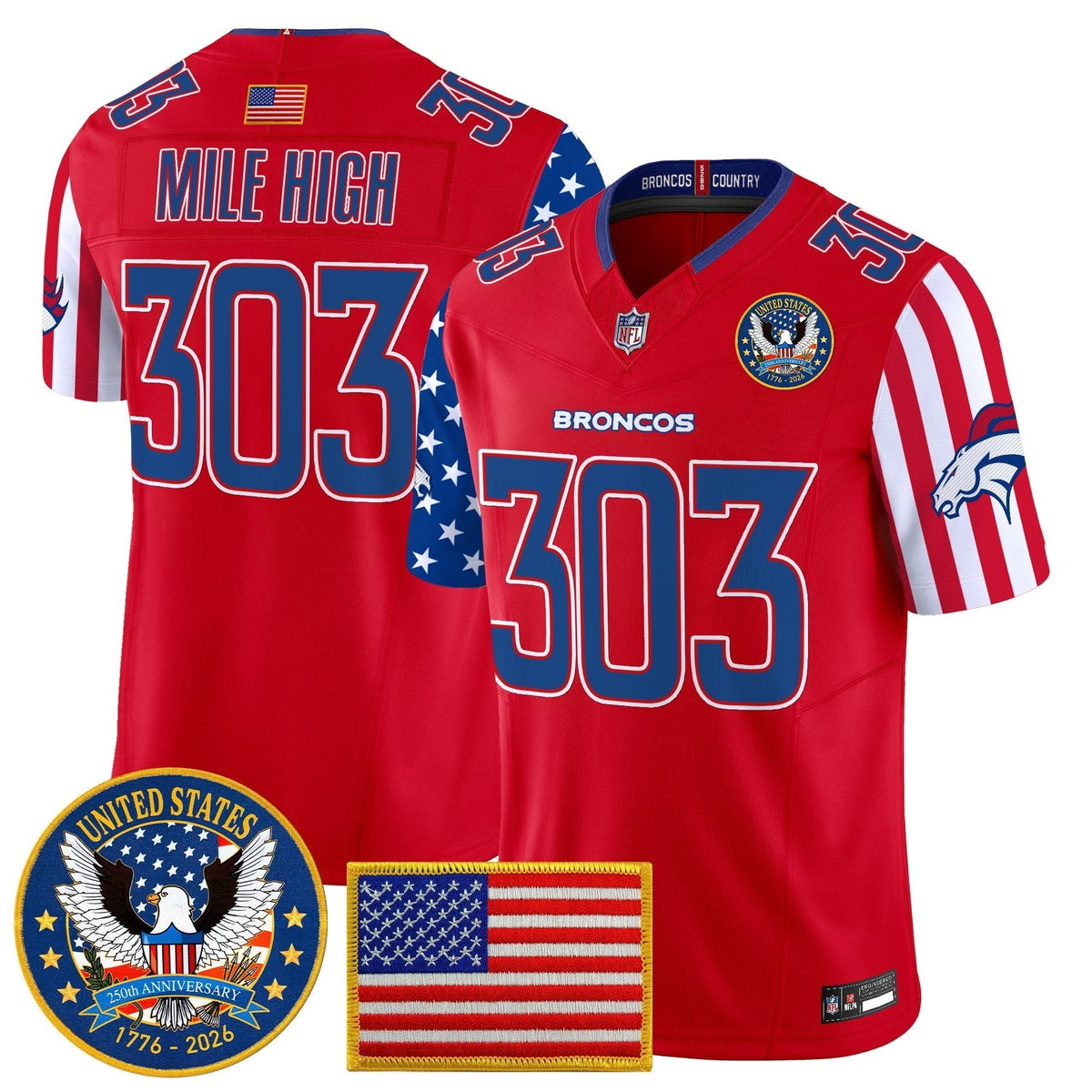 Men's Denver Broncos "America250 Edition" Vapor Limited Jersey V2 - All Stitched