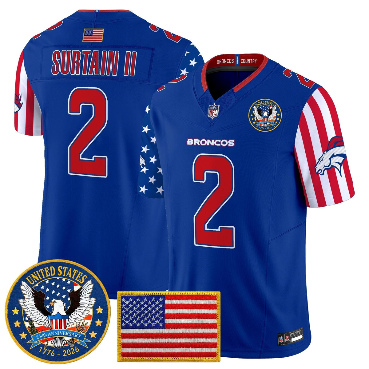 Men's Denver Broncos "America250 Edition" Vapor Limited Jersey V2 - All Stitched