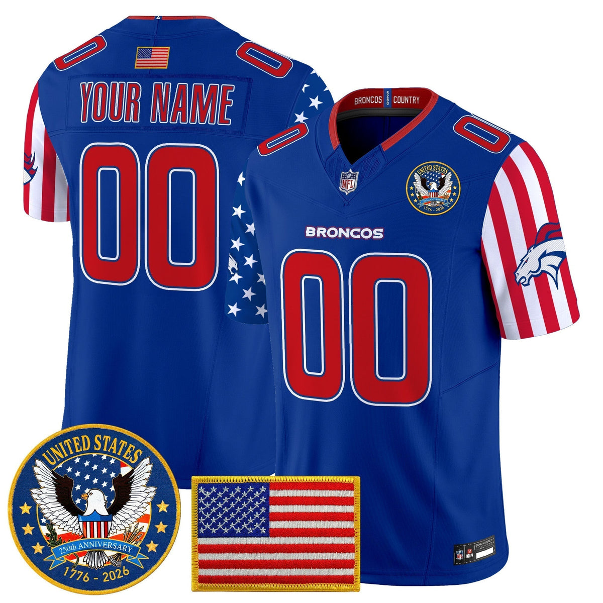 Denver Broncos "America250 Edition" Vapor Limited Custom Jersey V2 - All Stitched