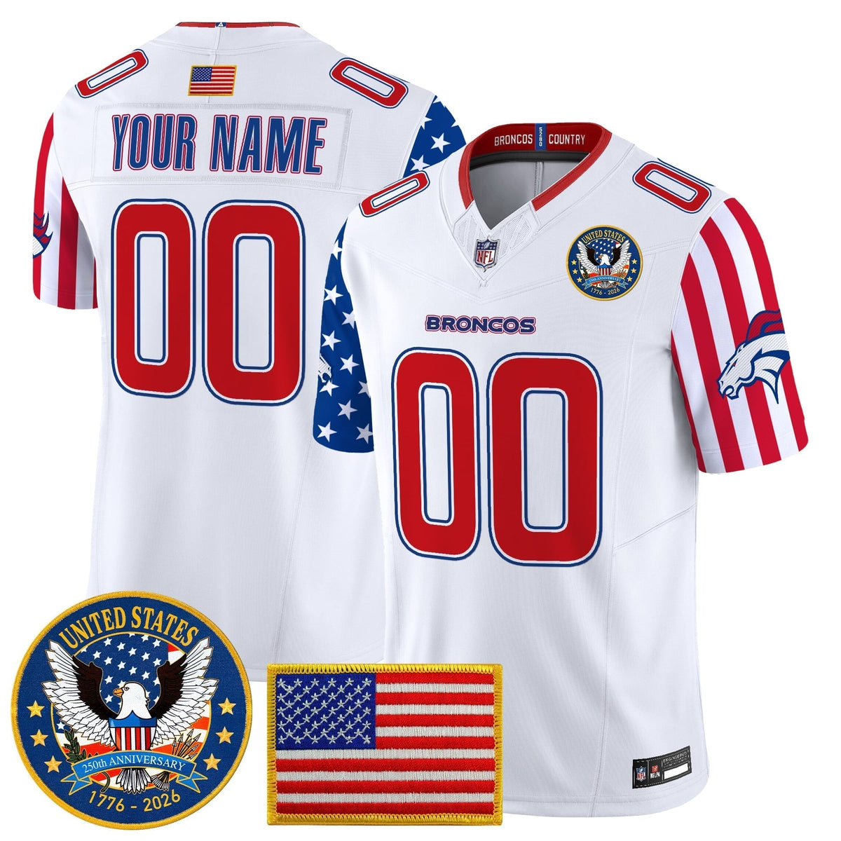 Denver Broncos "America250 Edition" Vapor Limited Custom Jersey V2 - All Stitched