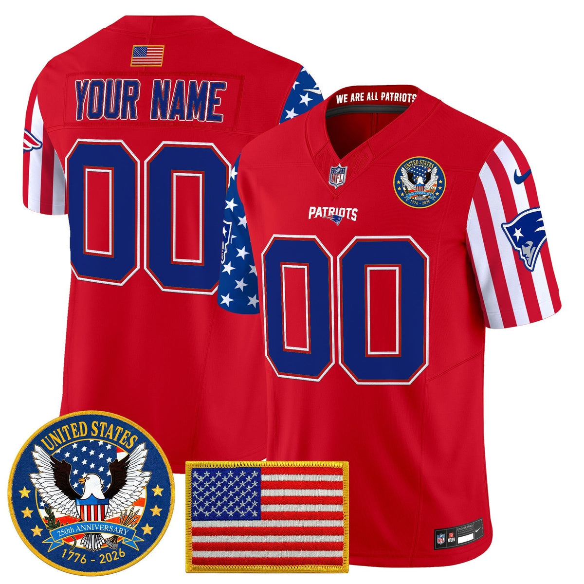 New England Patriots "America250 Edition" Vapor Limited Custom Jersey - All Stitched