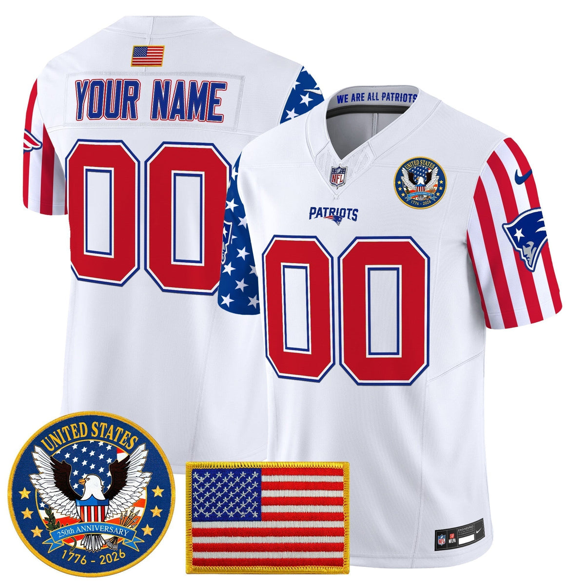 New England Patriots "America250 Edition" Vapor Limited Custom Jersey - All Stitched