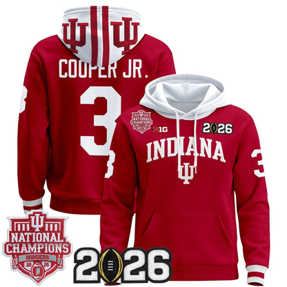 Men's Indiana Hoosiers 2025 National Champions & 2026 CFP Final Patch Premium Pullover Hoodie - All Stitched