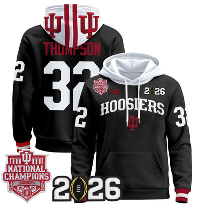 Men's Indiana Hoosiers 2025 National Champions & 2026 CFP Final Patch Premium Pullover Hoodie - All Stitched