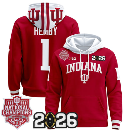 Men's Indiana Hoosiers 2025 National Champions & 2026 CFP Final Patch Premium Pullover Hoodie - All Stitched