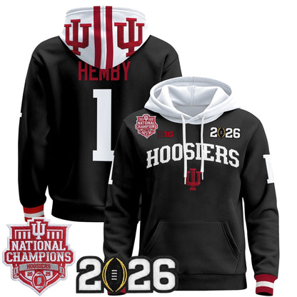 Men's Indiana Hoosiers 2025 National Champions & 2026 CFP Final Patch Premium Pullover Hoodie - All Stitched