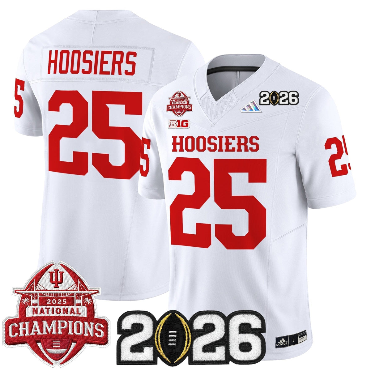 Men's Indiana Hoosiers 2025 National Champions & 2026 CFP Final Patch Vapor Limited Jersey V2 - All Stitched
