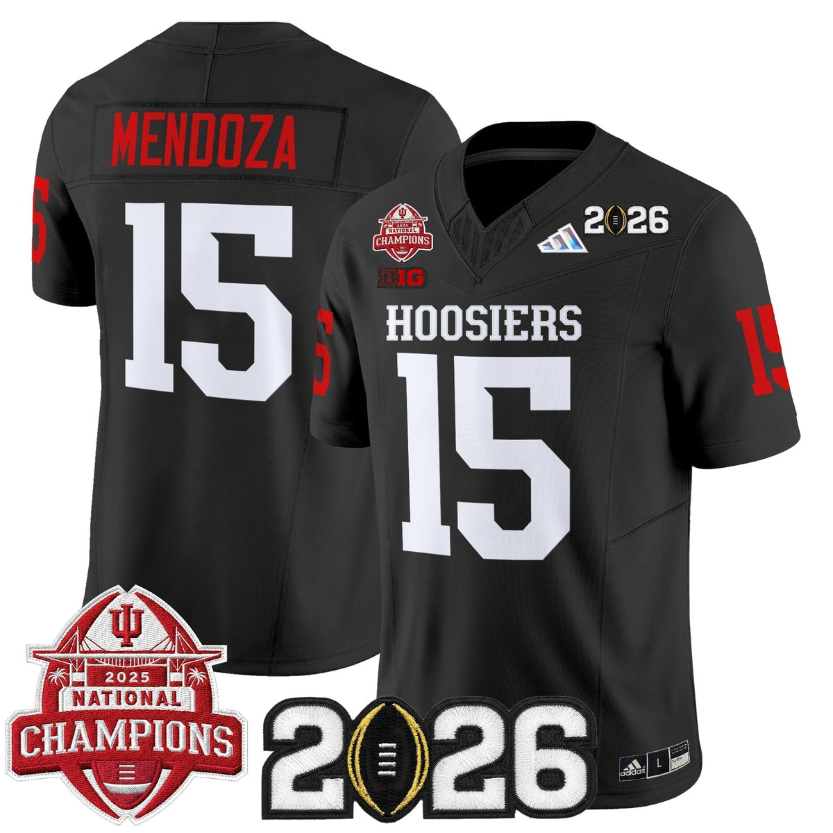 Men's Indiana Hoosiers 2025 National Champions & 2026 CFP Final Patch Vapor Limited Jersey V2 - All Stitched