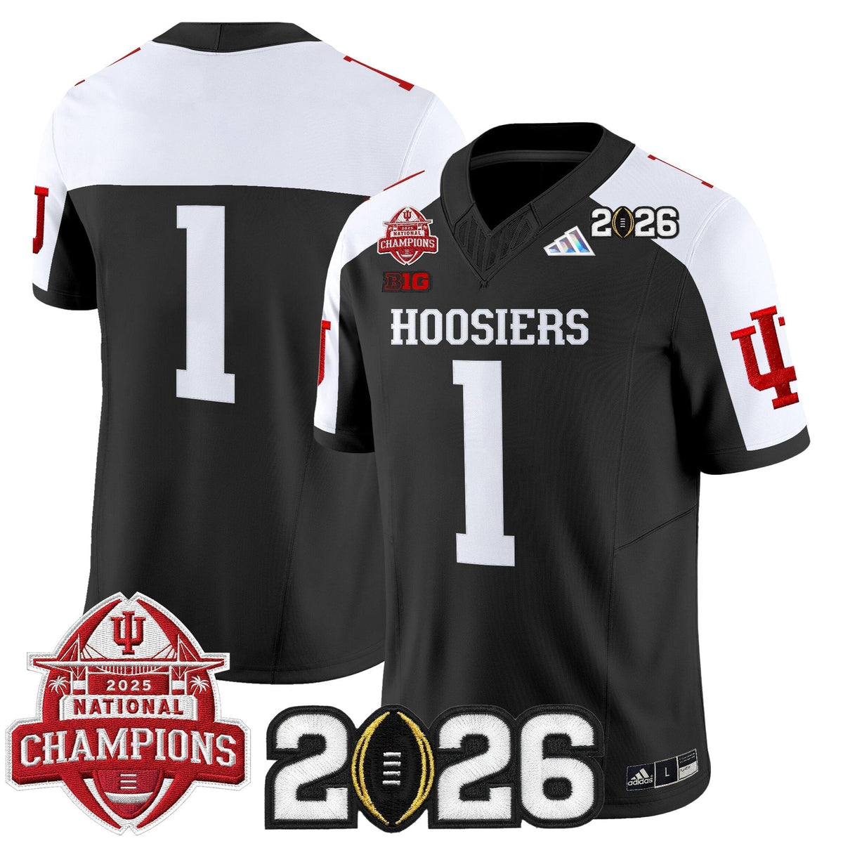 Men's Indiana Hoosiers 2025 National Champions & 2026 CFP Final Patch Vapor Limited Jersey V2 - All Stitched