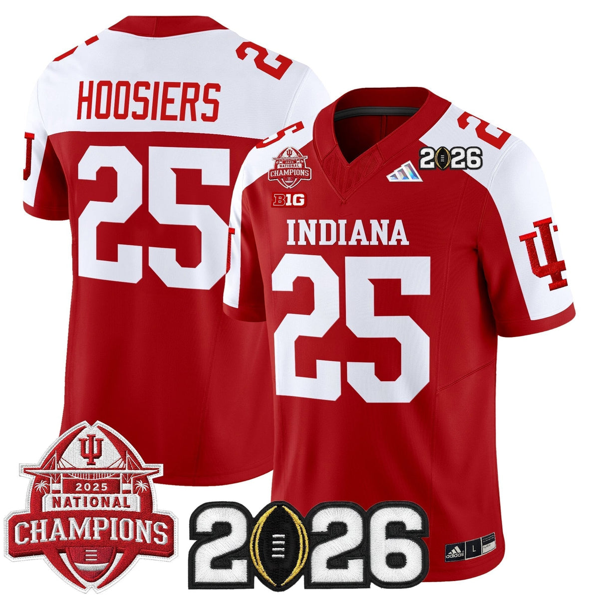 Men's Indiana Hoosiers 2025 National Champions & 2026 CFP Final Patch Vapor Limited Jersey V2 - All Stitched
