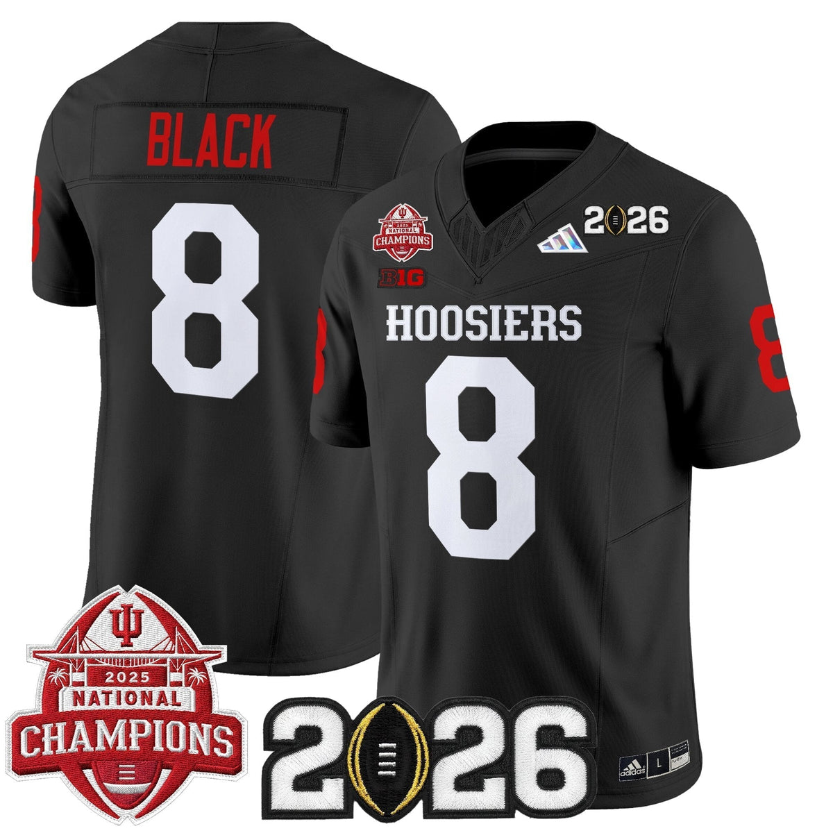Men's Indiana Hoosiers 2025 National Champions & 2026 CFP Final Patch Vapor Limited Jersey V2 - All Stitched