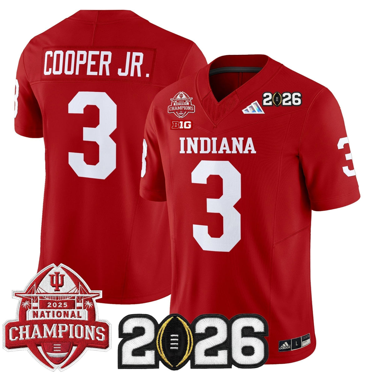 Men's Indiana Hoosiers 2025 National Champions & 2026 CFP Final Patch Vapor Limited Jersey V2 - All Stitched