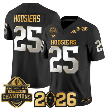 Men's Indiana Hoosiers 2025 National Champions & 2026 CFP Final Patch Gold Vapor Limited Jersey - All Stitched