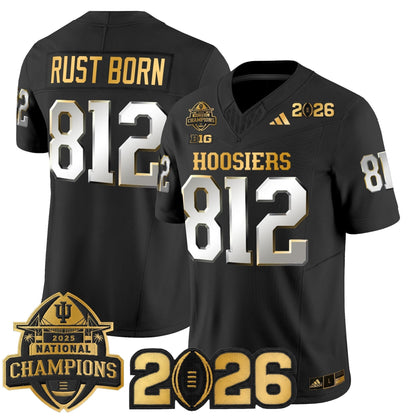 Men's Indiana Hoosiers 2025 National Champions & 2026 CFP Final Patch Gold Vapor Limited Jersey - All Stitched