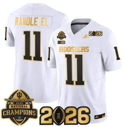 Men's Indiana Hoosiers 2025 National Champions & 2026 CFP Final Patch Gold Vapor Limited Jersey - All Stitched