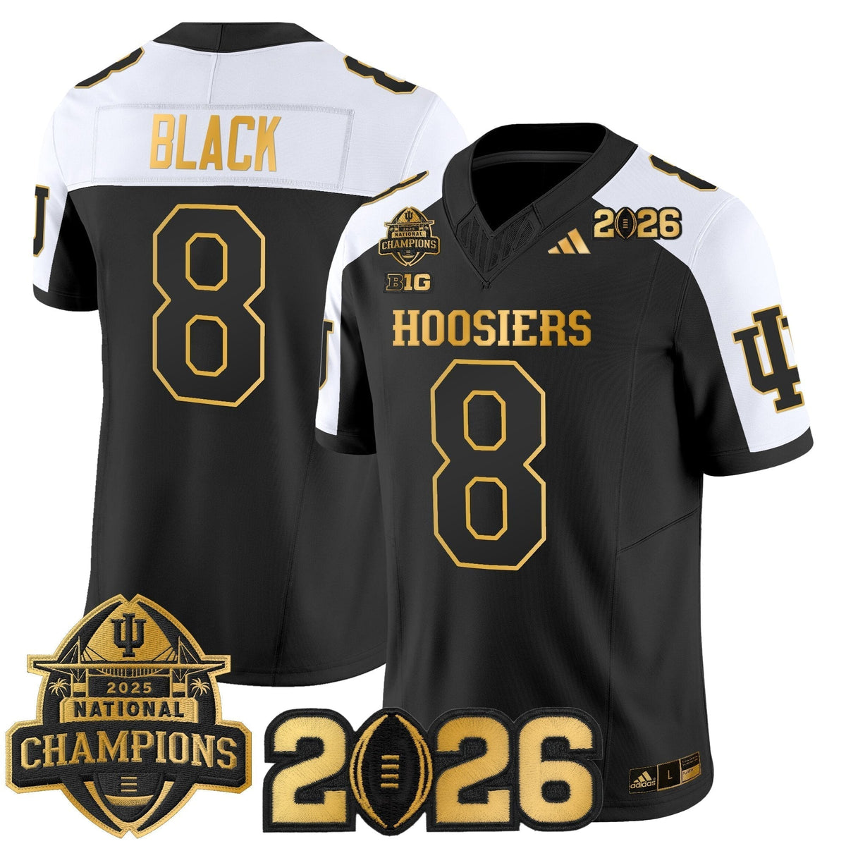 Men's Indiana Hoosiers 2025 National Champions & 2026 CFP Final Patch Gold Vapor Limited Jersey - All Stitched