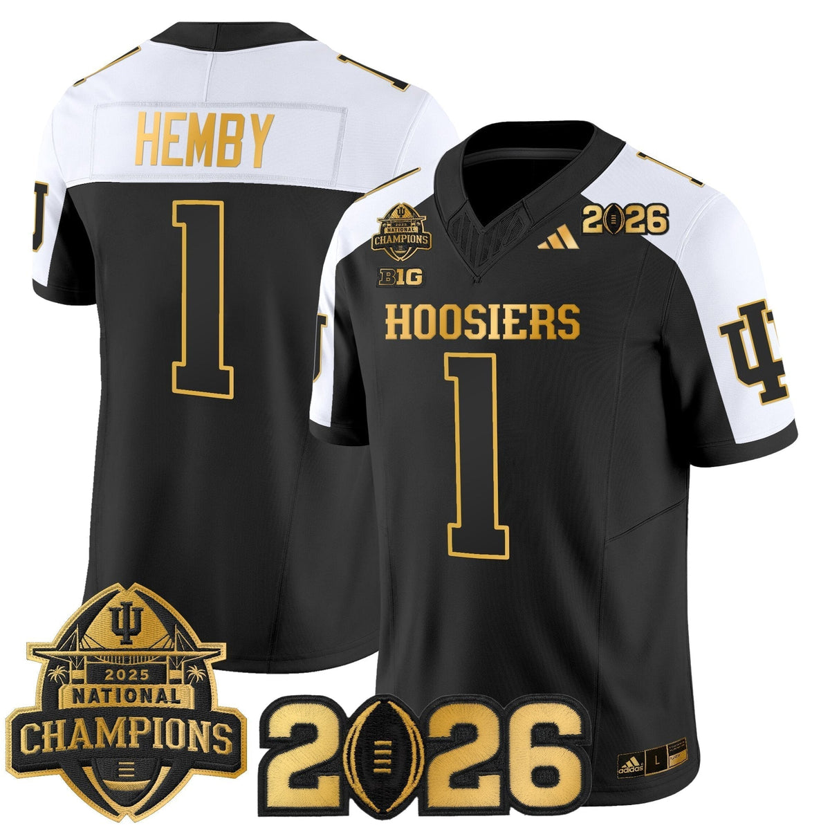 Men's Indiana Hoosiers 2025 National Champions & 2026 CFP Final Patch Gold Vapor Limited Jersey - All Stitched