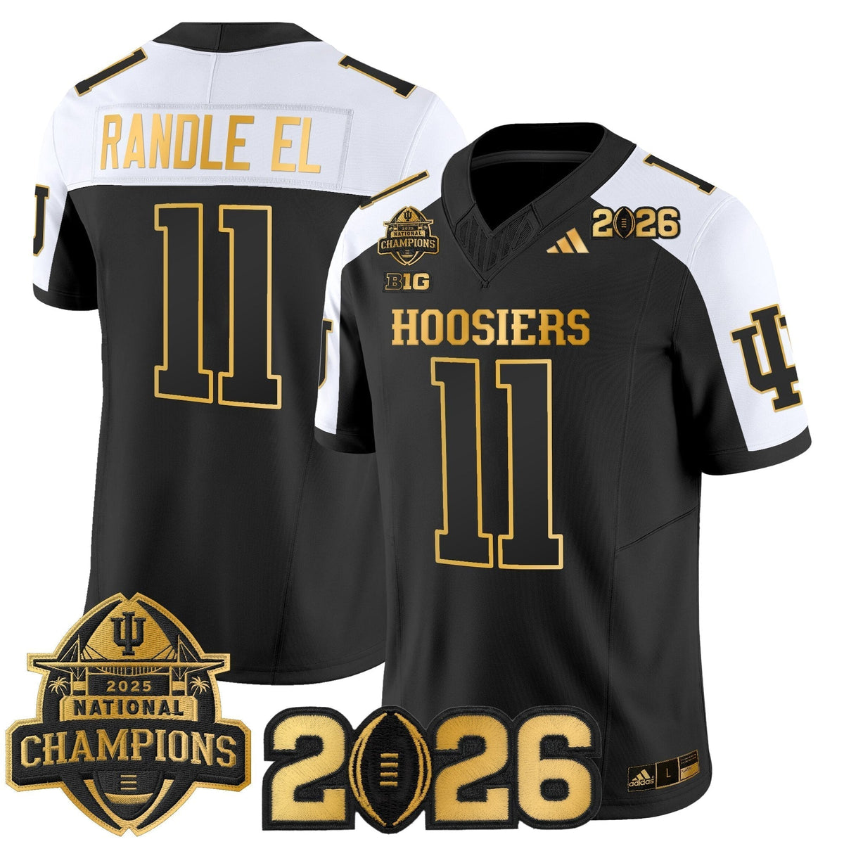 Men's Indiana Hoosiers 2025 National Champions & 2026 CFP Final Patch Gold Vapor Limited Jersey - All Stitched