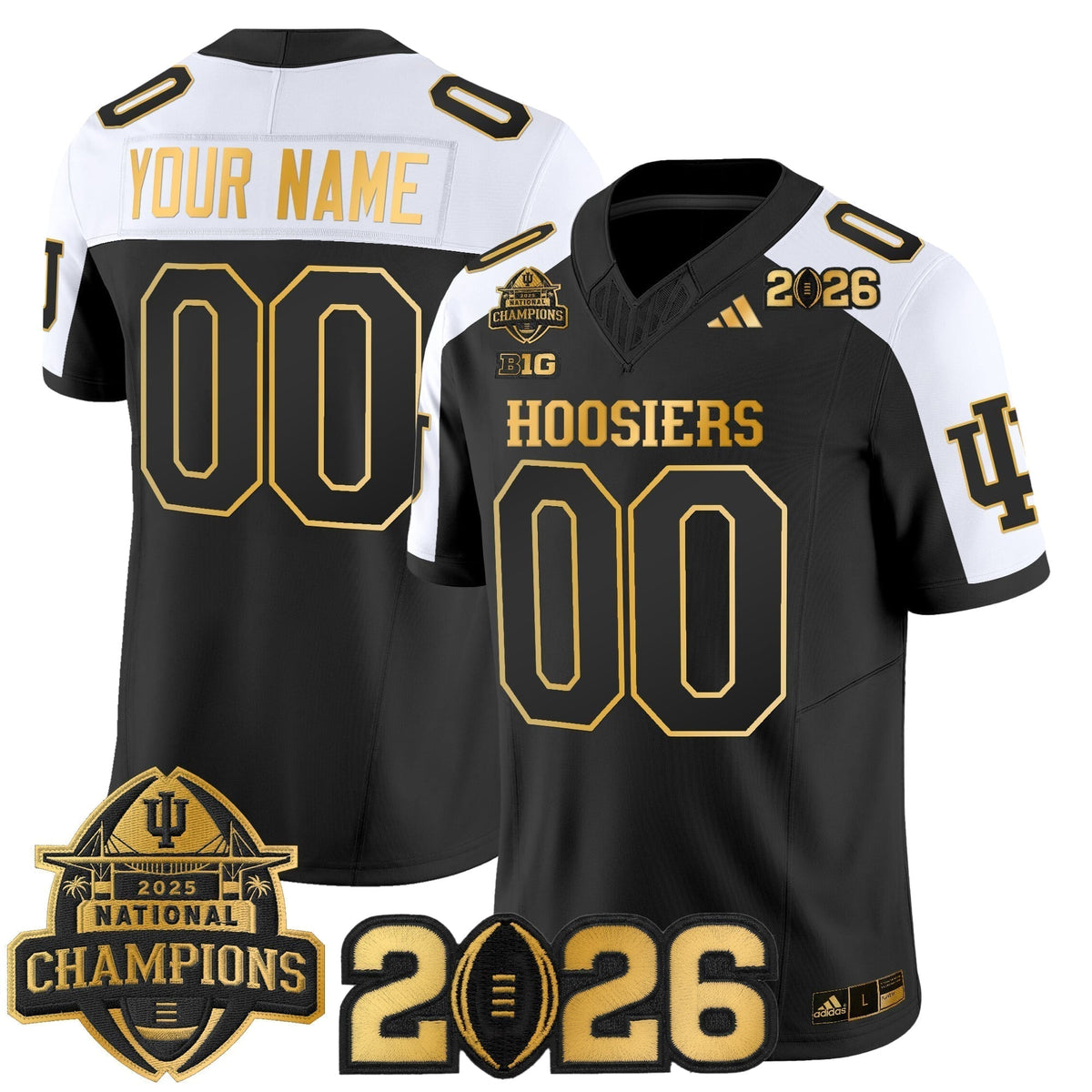 Indiana Hoosiers 2025 National Champions & 2026 CFP Final Patch Gold Vapor Limited Custom Jersey - All Stitched