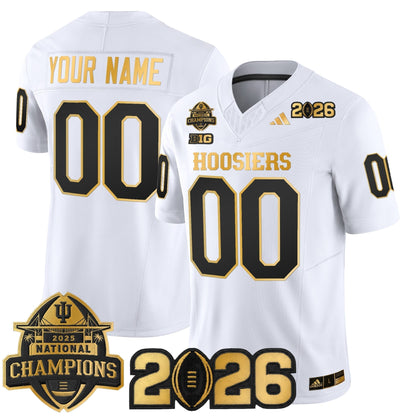 Indiana Hoosiers 2025 National Champions & 2026 CFP Final Patch Gold Vapor Limited Custom Jersey - All Stitched