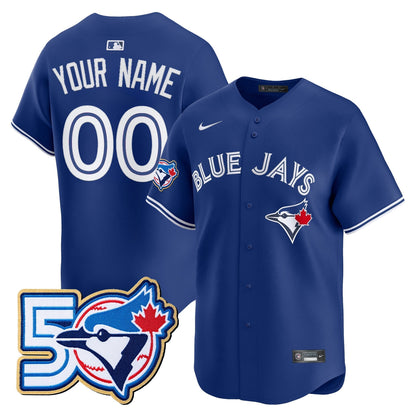 Toronto Blue Jays 50 Seasons Patch Vapor Premier Limited Custom Jersey - All Stitched